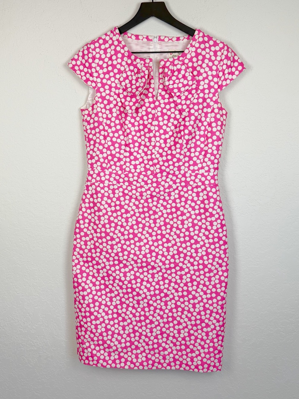 •MAISON COMMON• Polka Dot Lined Dress Wool Blend Pink White Made in Germany EU36